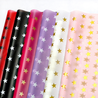 Papier d'emballage mat imperméable à motif étoile, papier d'emballage pour bouquet pentagramme pour fleuriste DIY