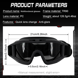戦術的保護ゴーグル2.5mm厚レンズUV400耐衝撃性安全メガネアウトドアスポーツ用 - Product Image 2