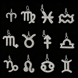 Gioiello di Moda Cristiana per Donne, Regalo di Compleanno di Lusso, Placcato in Rame con Oro 18K e Diamanti, Segno <span class=keywords><strong>Zodiacale</strong></span> delle 12 Costellazioni - Product Image 1