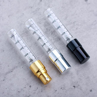 Vente en gros de mini flacons en verre de 1ml 2ml 2.5ml de bouteilles testeur d'échantillon de parfum couvercle noir bas quantité minimale de commande stock sérigraphie logo