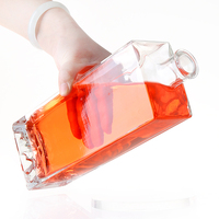 Bouteille d'alcool carrée plate de 500 ml avec bouchon en verre Bouteilles en verre 1 L pour whisky spiritueux