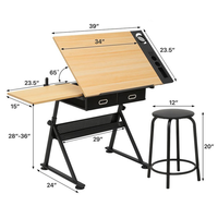 Table à dessin d'architecte en bois, table de dessin pour l'école, l'artiste, la salle de classe, ensemble de table à dessin pour les étudiants en ingénierie