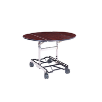 Chariot de service alimentaire EASTON, pliable, surface de table en MDF acajou, structure en acier inoxydable brossé, chariot de salle à manger