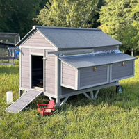 Grand poulailler en bois sur roues pour jardin, avec nichoirs, barres de repos, toit en feutre d'asphalte, poulailler spacieux et surélevé