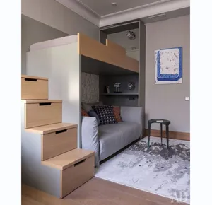 Modern design children adult sofa loft bed wooden sofa underneath bunk beds idea with safety and durability for teens