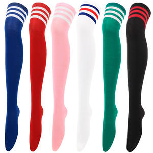 Calcetines hasta la rodilla de estilo japonés para mujer Diseño de rayas escolares occidentales de punto sin costuras - Product Image 3