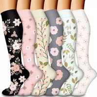 Dropshipping Colorful Fancy Knee High Running Sport Nursing Compression Socks for Men
