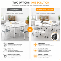Table de réunion modulable triangulaire et trapézoïdale pour bureau et école, design épuré