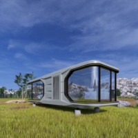Maison conteneur à capsule spatiale de luxe Structure de panneau sandwich à cadre en acier Maisons préfabriquées prêtes à l'emploi pour abri d'auto inspiré