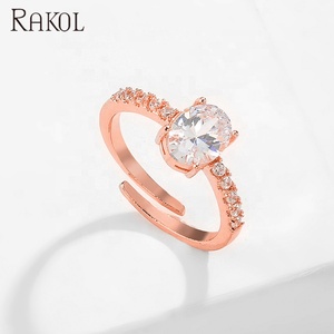 <span class=keywords><strong>Bague</strong></span> de mariage réglable RAKOL RP2157 de luxe plaquée or avec moissanite grande ovale pour femme, idéale pour les fêtes et mariages, en stock - Product Image 4