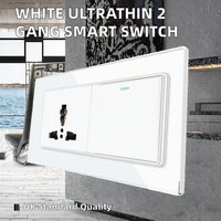 Interrupteur blanc ultra-mince 5 interrupteurs 1 voie norme européenne 45A IP66 avec 2 prises par Abongl