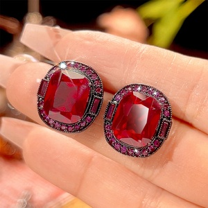 Fashion Eco-friendly Copper <b>Ruby</b> <b>Necklace</b> Set 12*16-10*12mm Red <b>Ruby</b> Cubic Zirconia Elegant Daily & Party Matching Set - Product Image 4