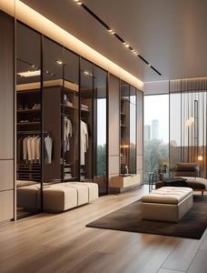 <span class=keywords><strong>Armadio</strong></span> a Muro di Lusso Italiano su Misura con Porte Scorrevoli in Doppio Vetro e Ante in MDF per Arredamento Camera da Letto - Product Image 3