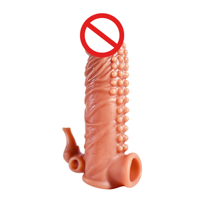 Großhandel Wiederverwendbares Weiches Silikon Wasserdichtes Kondom mit Noppen-Ring-Hülle für Männer Verlängerungshülle Sexspielzeug-Sleeve - Product Image 1