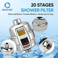 Filtre de douche à charbon actif 15/20 étapes pour eau dure, purificateur d'eau pour pomme de douche domestique