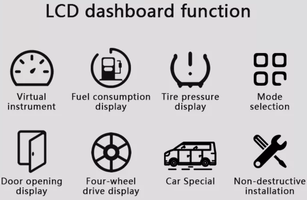 LCD Display Digital Instrument Cluster Car Electronics Accessories For Toyota