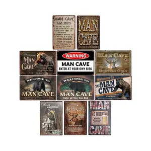 Metal Wall Sign Man Cave Rule Metal Tin Sign Vintage Bar Wall Painting Plaque Mancave Art Poster