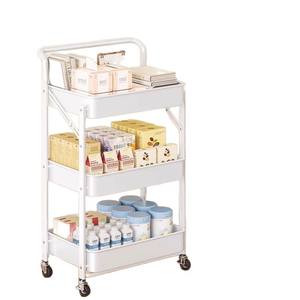 Metalen Opvouwbare Boekenplank Kar Vloer Staande Mobiele Wielen Opbergrek Slaapkamer Snack Keuken Opbergrek - Product Image 2