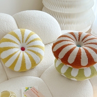 Adorable Coussin Rond en Peluche Motif Jacquard Polyester Style Européen et Américain pour Décoration de Salon et de Chambre
