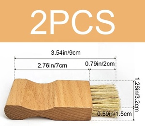 Cepillos aplicadores de esmalte de zapatos pequeños con mango de madera 2 pares esenciales <span class=keywords><strong>para</strong></span> zapatos brillantes y kits de cuidado de botas de cuero - Product Image 2
