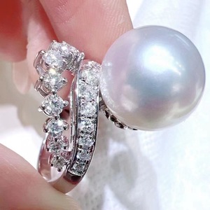 Bague polyvalente en argent pur S925 avec perle naturelle, design à rabat, avec boîte cadeau, article cadeau simple et élégant - Product Image 3