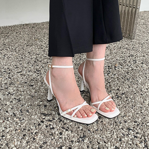 Designer Shoes 2025 Fashion Ladies Summer Party Dress Square Toe Heels <b>Sandals</b> for <b>Women</b> - Product Image 5