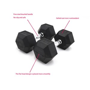 Wholesale Weight Equipment Training Workout Gym Rubber Dumbells 5kg Hexagonal <strong>Dumbels</strong> Set - Product Image 2