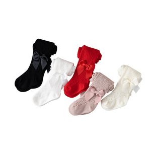 Pantimedias de malla transpirables ultrafinas de algodón de punto de verano de estilo español para verano, mallas de bebé con lazo pequeño bonito de dibujos animados - Product Image 5