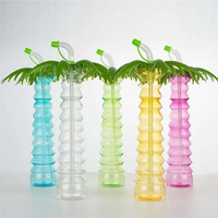 500ml 18oz 16oz LED-speelgoed fruitfiguur dieren dolfijn slush ijs oplichtende palmboom bekers met rietje