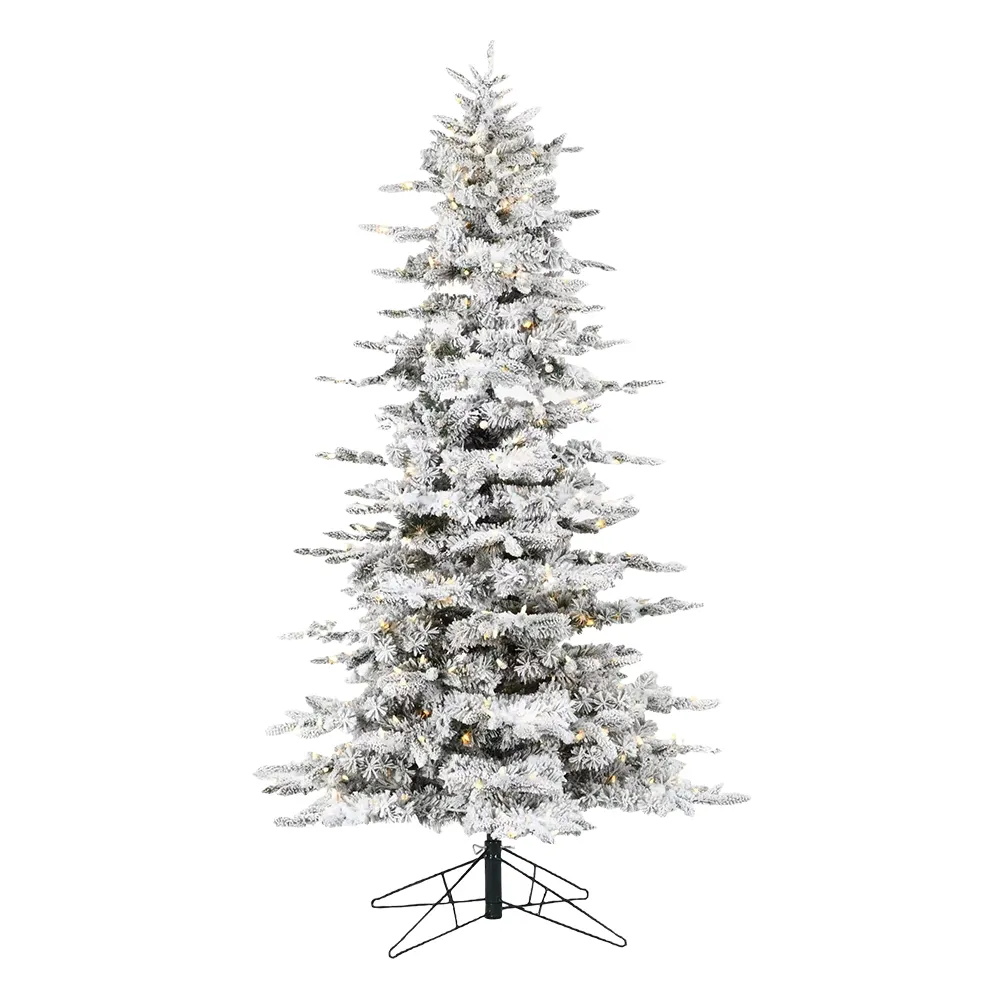 Домашняя комнатная белая Роскошная искусственная новогодняя Снежная елка со светодиодным светом, искусственная Флокированная Рождественская елка из ПВХ, 7,5 футов, в наличии