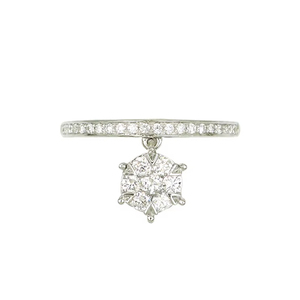 Anillo de Compromiso de Lujo con Diamantes en Racimo Colgante de Oro Blanco de 18K, Anillo de Joyería para Mujer - Product Image 1