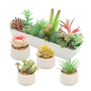 Simulated Succulent Plants & Indoor Office Ornaments Green Plant Decorations with Bonsai Small Spaces Artifical Potted Plants