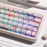 Noir/vert/rose marbre côté Transparent Keycaps 131 touches clavier mécanique Keycap PBT côté Sublimation pour clavier mécanique