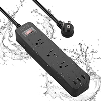 Waterdichte Platte Stekker Met 3 Outlets Power Strip Overbelasting Bescherming En Schokbestendig Voor Thuis En Buiten