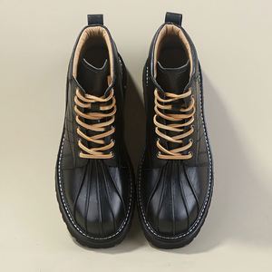 Chaussures en cuir décontractées pour hommes, imperméables, antidérapantes, style rétro britannique, à lacets, bottines à la cheville, absorbant les chocs, pour les occasions décontractées et les fêtes en plein air - Product Image 4
