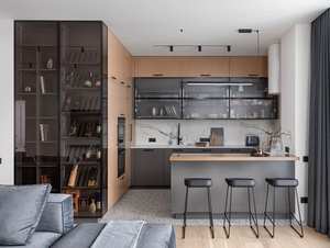 Mueble de Cocina de Lujo Personalizado, Mueble de Pared con Puertas de Vidrio, Mueble de Cocina Modular Moderno para VILLA - Product Image 5