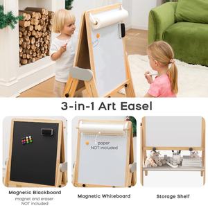 Caballete <span class=keywords><strong>3</strong></span> en 1, Caballete Magnético de Doble Cara para Niños, Altura Ajustable, Caballete de Madera para Niños, Juguete Educativo, Caballete de Arte Plegable para Niños - Product Image 3