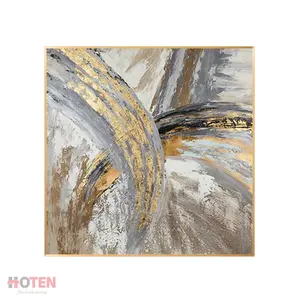 Handgeschilderde Extra Grote Muur Kunst Decor Moderne Kunst Acryl Goud Folie Abstract Olieverfschilderij Op Canvas