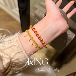 Bracelet à pampilles King Silver Star en argent sterling 925 plaqué, bijoux de fête, bracelet perlé tendance - Product Image 3