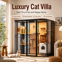 Enclos pour chat multifonctionnel avec panneau perforé, grande maison pour chat, grand espace, villa de luxe pour chats d'intérieur