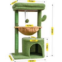 Arbre à chat pour chats d'intérieur, tour d'activités verte pour chatons