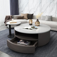 Runder Italienischer Couchtisch im Design des Leichten Luxus, High-End für Kleine Apartments, Wohnzimmer mit Stauraum