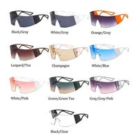 Date 2021 mode grande courbe lunettes de soleil UV400 femmes sans monture une pièce lentille lunettes de soleil