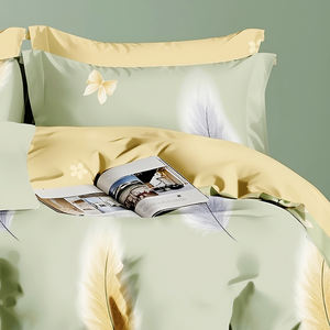 Parure de lit 3 pièces en coton 100 % écologique, lavable, imprimée, taille King, avec taies d'oreiller, 200 fils/cm², style européen, toutes saisons, livraison rapide - Product Image 4