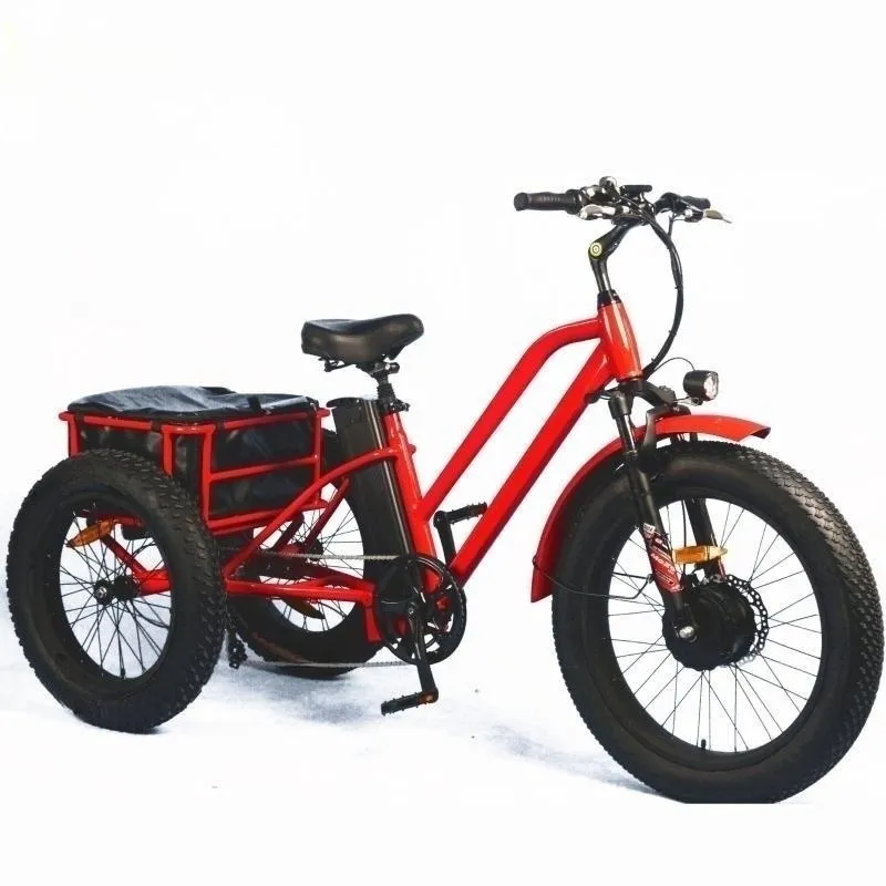 3 колеса, фара для электровелосипеда в электрического трехколесного велосипеда жира трехколесного велосипеда 500 Вт электрических трехколесных велосипедов в 10Ah съемный аккумулятор с передняя корзина сзади брюки карго