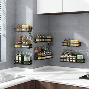 Étagère à épices murale à 3 niveaux, sans perçage, pour rangement de cuisine, organisateur de condiments, finition thermolaquée - Product Image 2