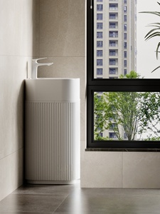 Mueble de baño personalizable con lavabo integrado profundo para balcón, espejo LED inteligente de tamaño pequeño y de suelo a techo. - Product Image 4