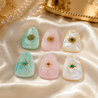 Pendentif Goutte d'Eau Tendance 2026 en Acier Inoxydable et Pierre Naturelle pour Bijoux DIY, Anti-ternissement, Coquille de Cristal Rose de la Mère Naturelle