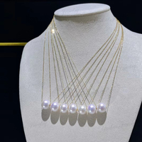 Bijoux de mode, chaîne Rolo en or 18 carats, pendentif simple en perle d'eau douce ronde Edison de 10-11 mm pour femmes