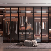 Portes d'armoire en aluminium de style italien, luxueuses et modernes, avec cadre en aluminium, pour placard en aluminium, porte de placard en verre
